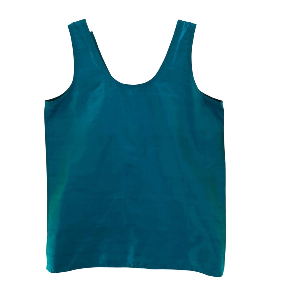 Unbranded Tank Top Womens L Teal Sleeveless Scoop Neck Raw Silk Look No Tags
